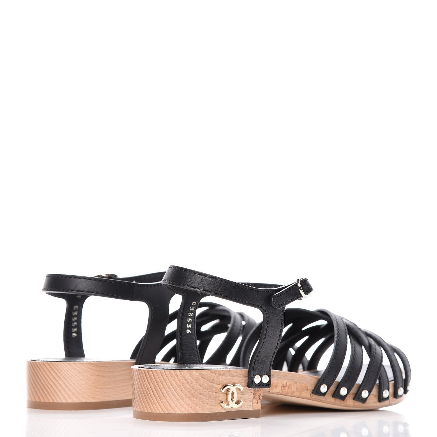 Chanel Cork Wood Calfskin Strappy Sandals 39 Black 4 of 11
