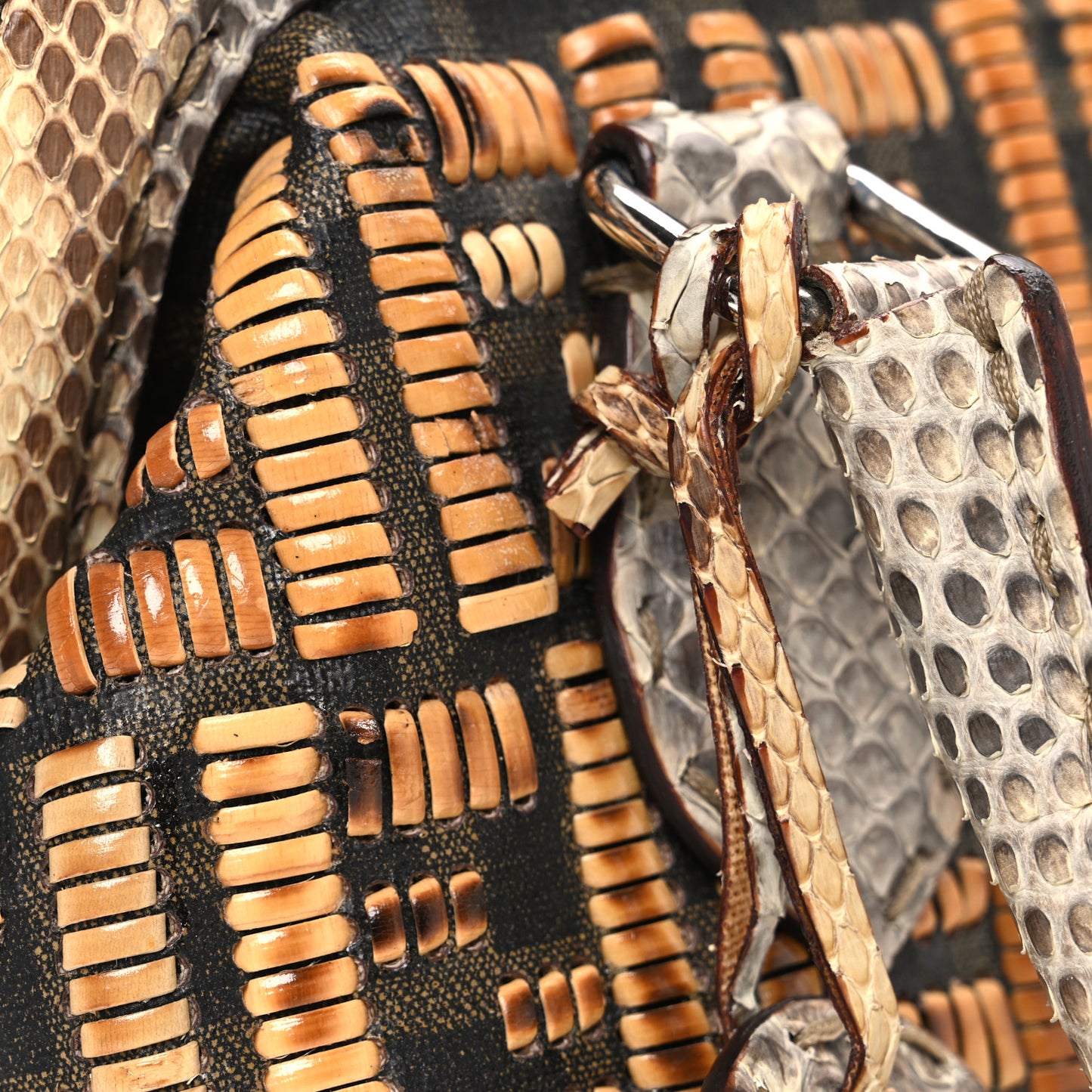 Woven Straw Snakeskin Selleria Mini Adele 1328 Bag Naturale