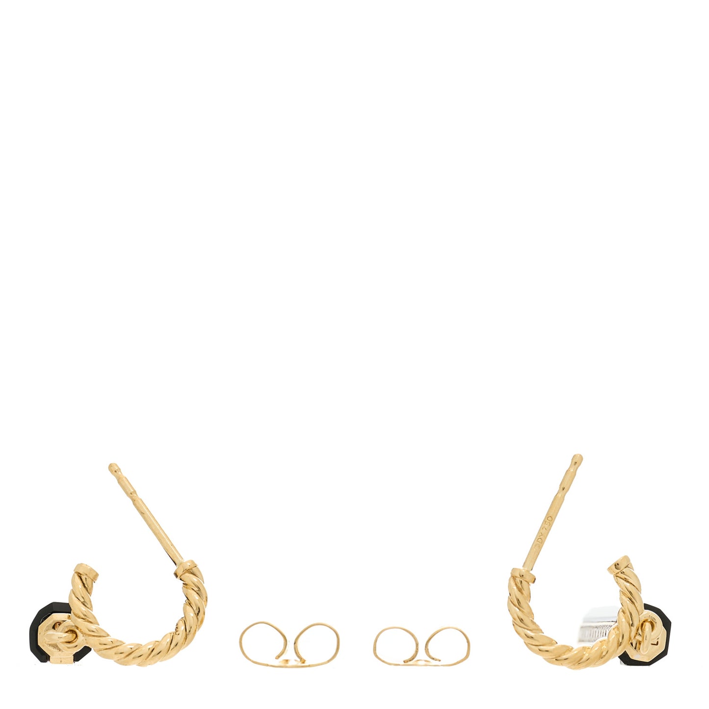 18K Yellow Gold Diamond Black Onyx Lexington Barrel Drop Earrings