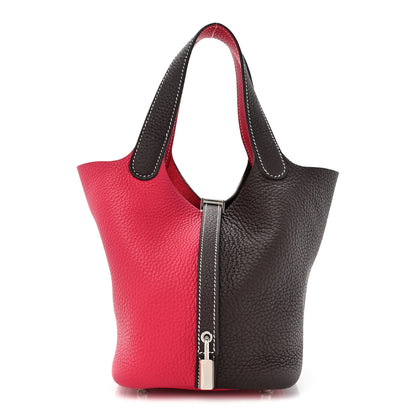 Hermes Taurillon Clemence Casaque Picotin Lock 18 PM Rouge Sellier Framboise 1 of 10