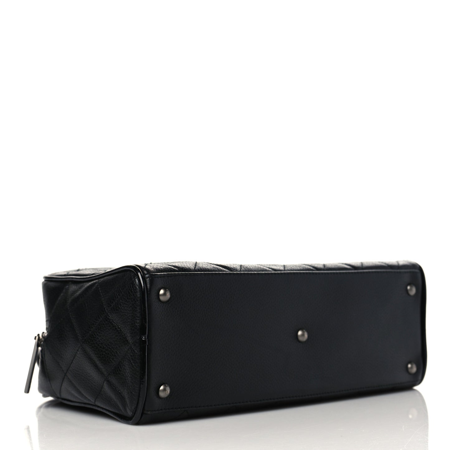 Calfskin Patent Quilted Bowler Black
