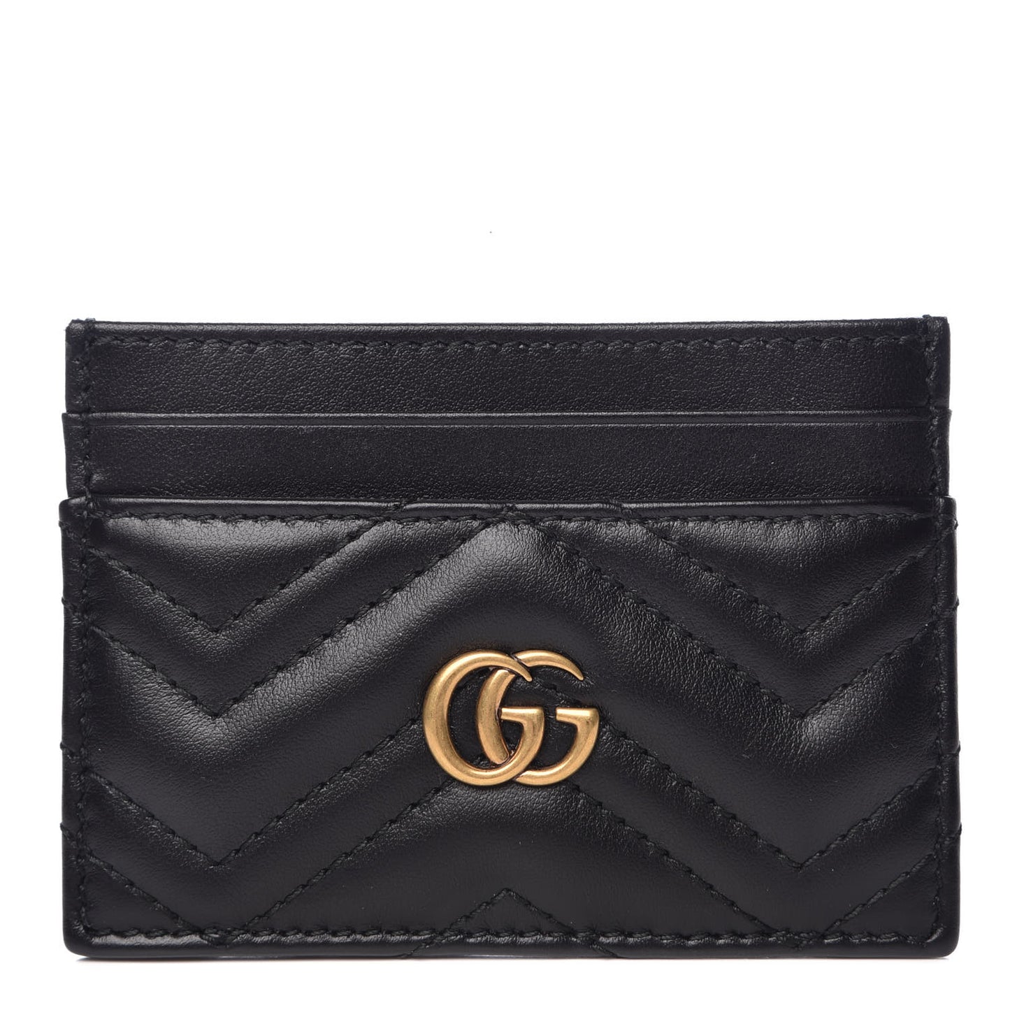 Calfskin Matelasse GG Marmont Card Holder Black