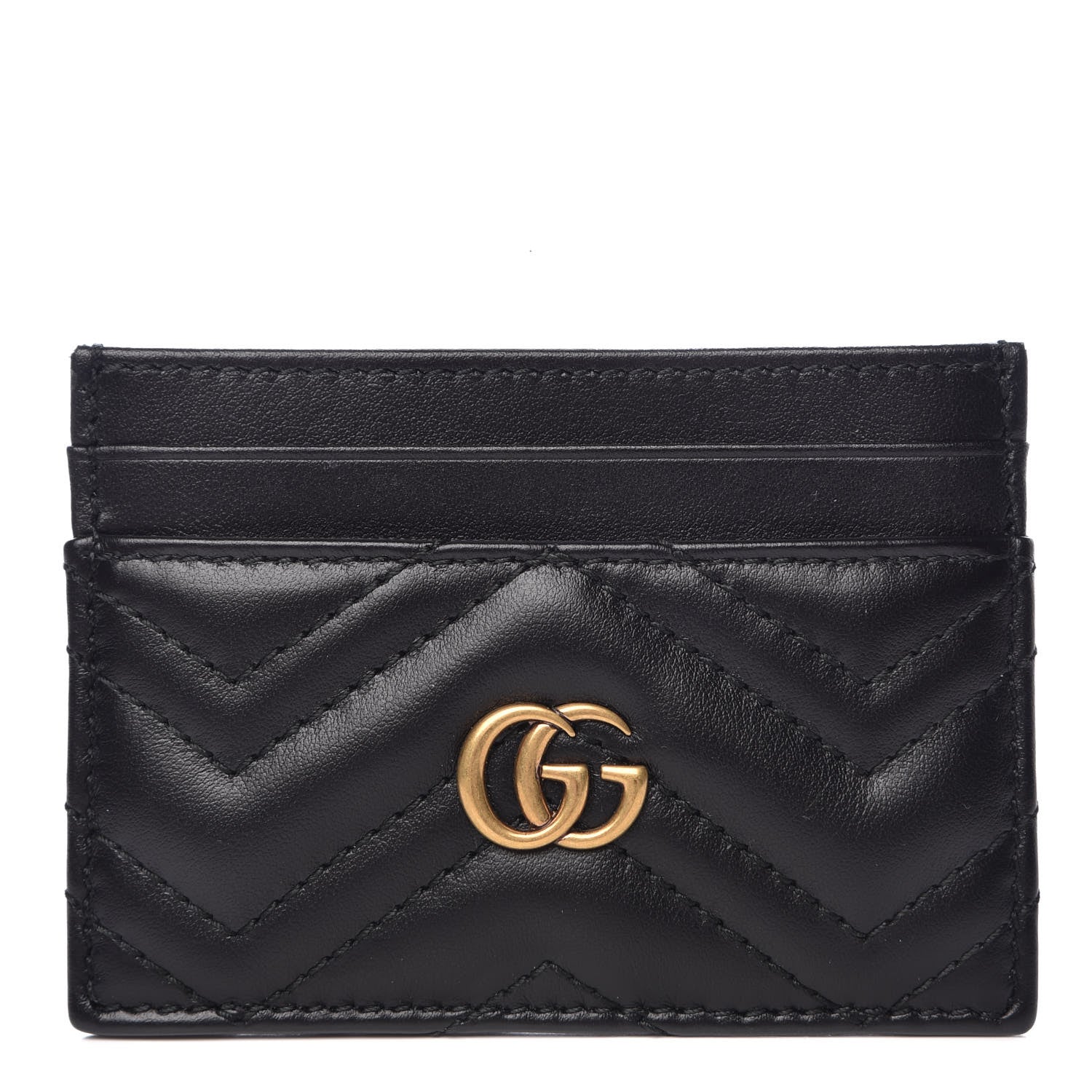 Gucci Calfskin Matelasse GG Marmont Card Holder Black 1 of 7