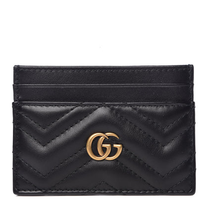 Gucci Calfskin Matelasse GG Marmont Card Holder Black 1 of 7