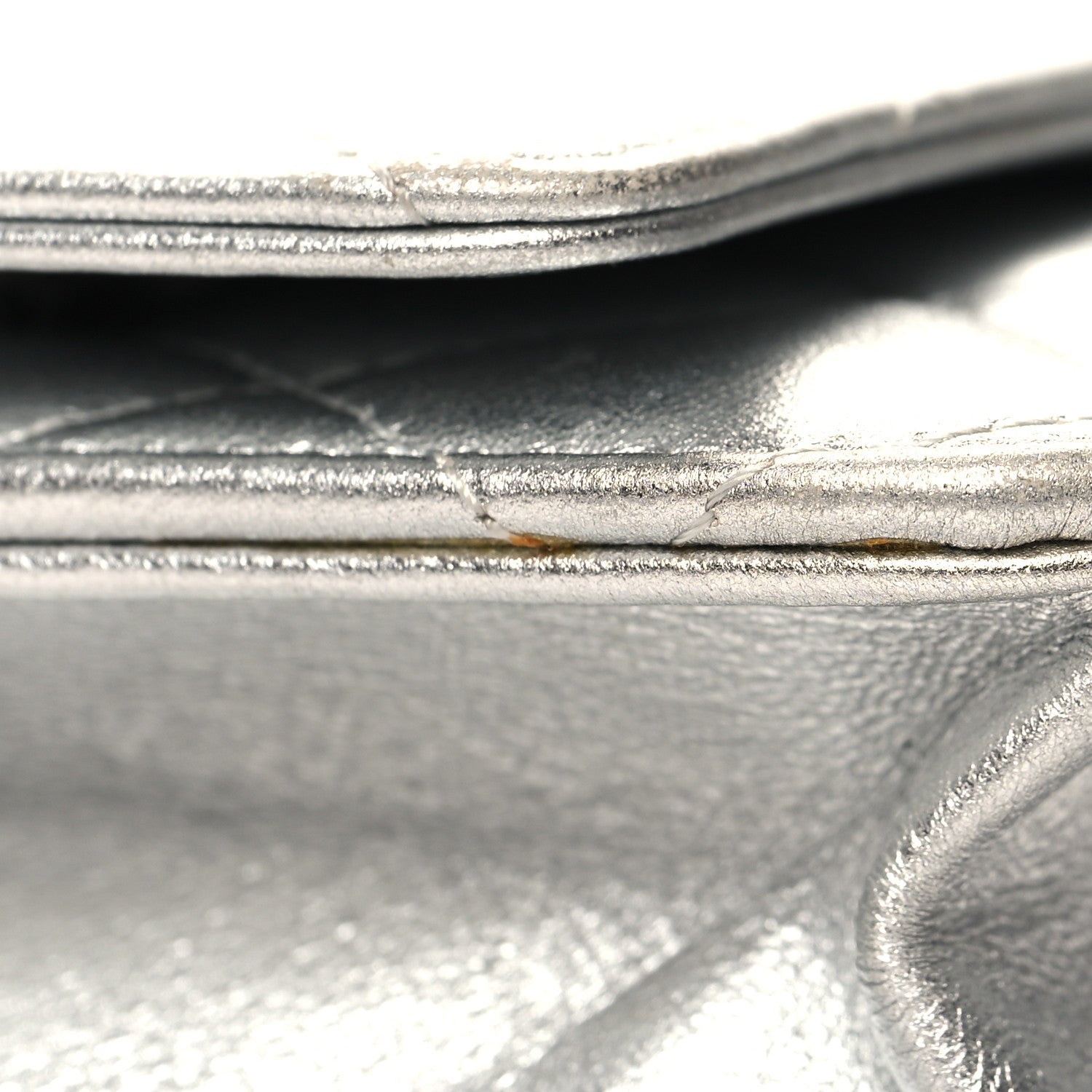 Chanel Metallic Lambskin Quilted Wallet On Chain WOC Silver 12 of 12