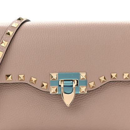 Valentino Garavani Pebbled Calfskin Medium Rockstud Flip Lock Crossbody Bag Poudre 7 of 9