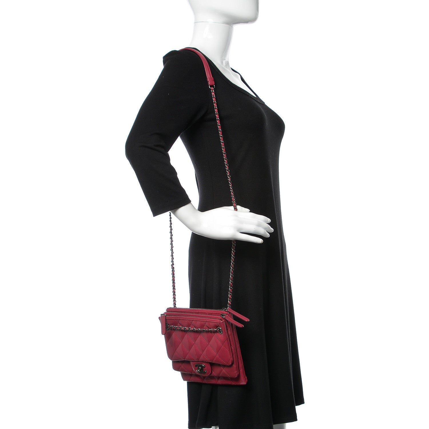 Chanel Patent Quilted Crossbody Pink 2 of 11