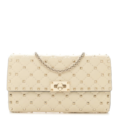 Valentino Garavani Lambskin Rockstud Spike Wallet on Chain Light Ivory 1 of 10