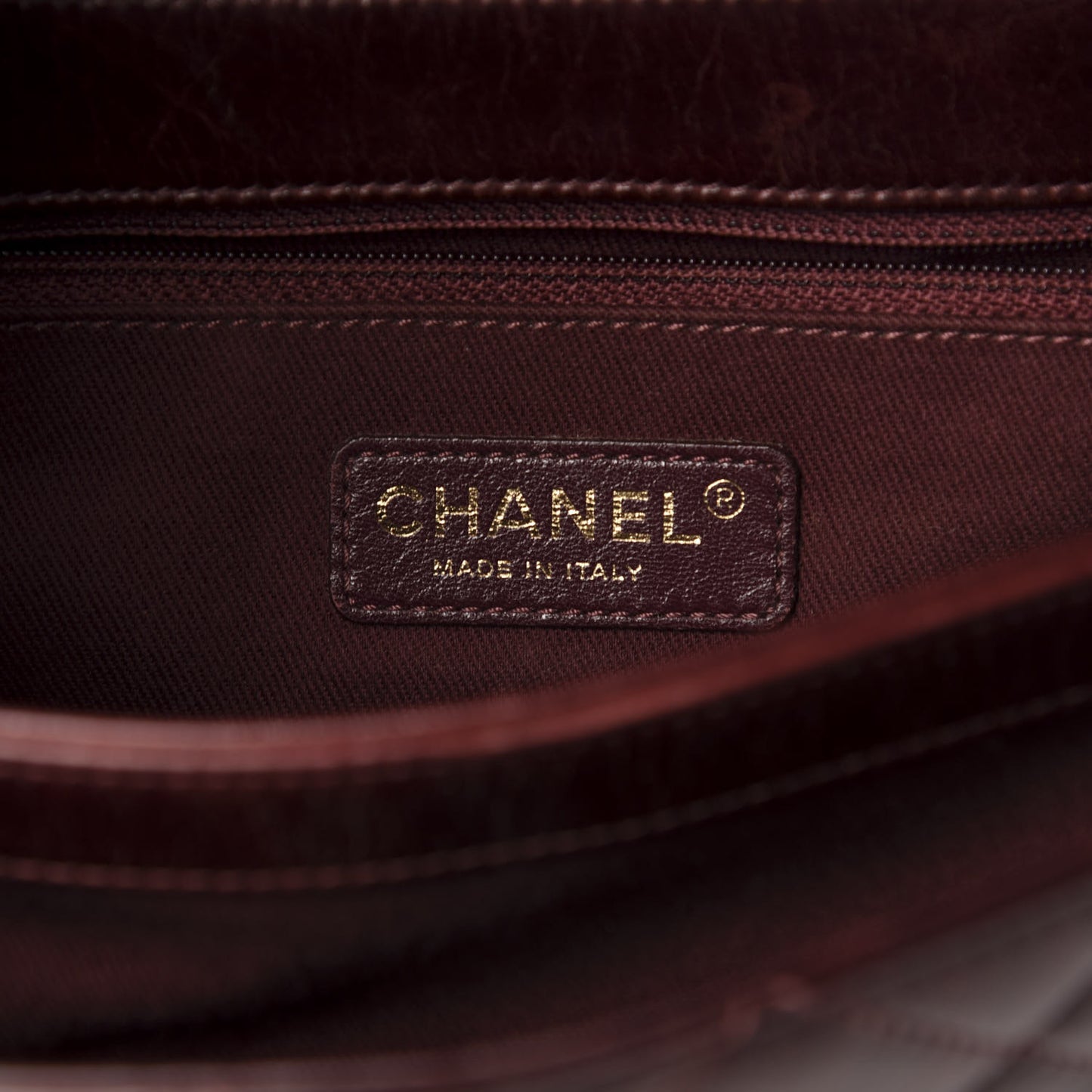 Calfskin Quilted Large Perfect Edge Flap Burgundy
