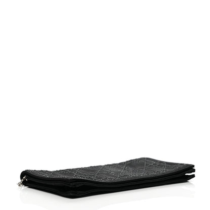 Christian Dior Satin Crystal Cannage Flap Clutch Black 4 of 11