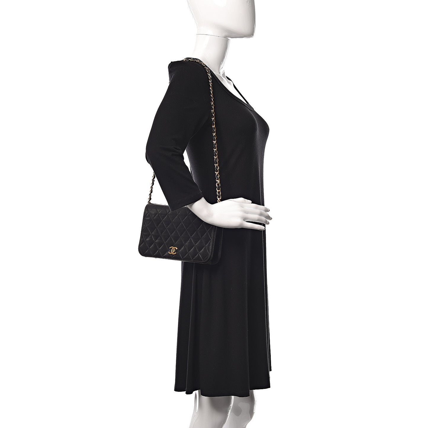 Lambskin Quilted Small Single Flap Black