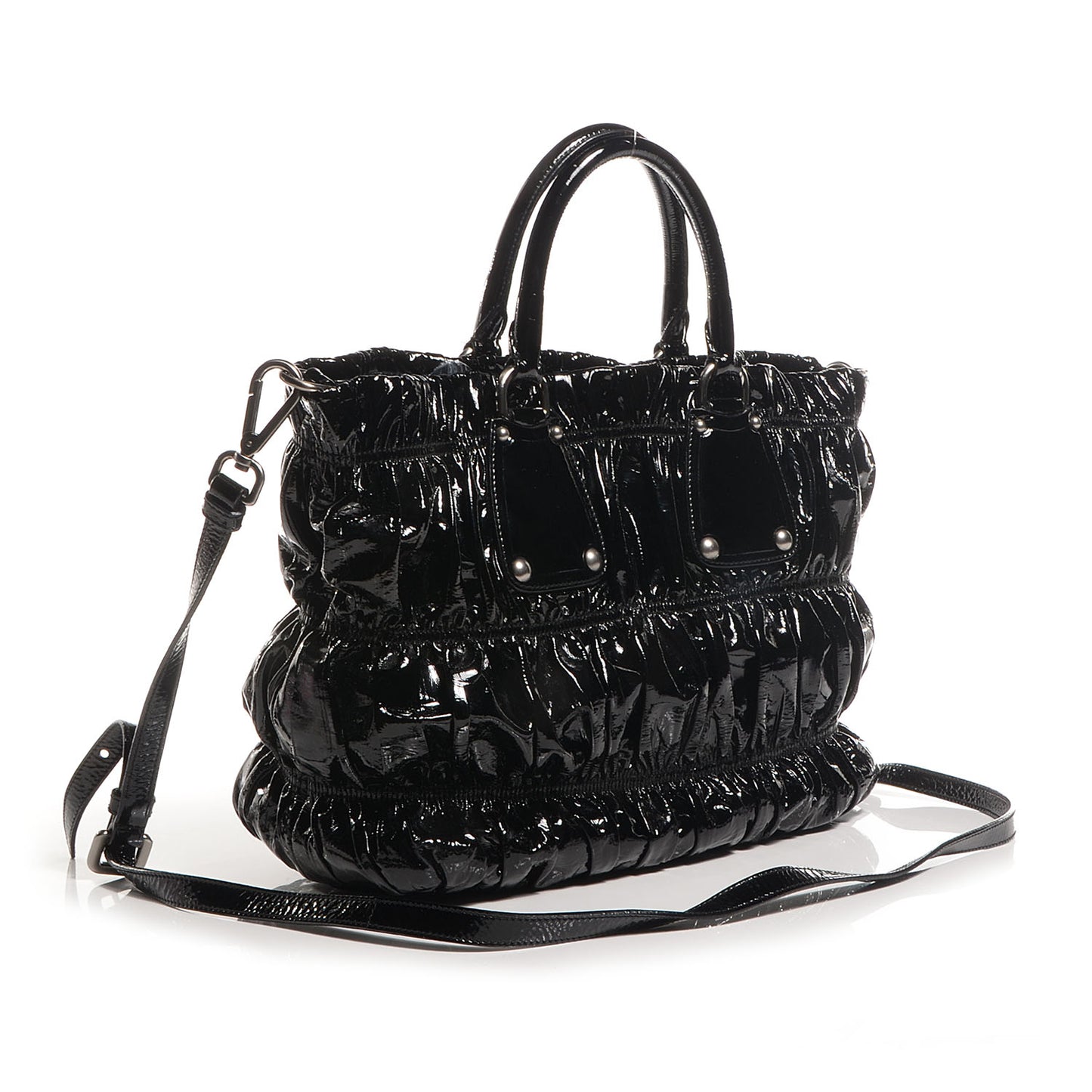 Vernice Gaufre Tote Black