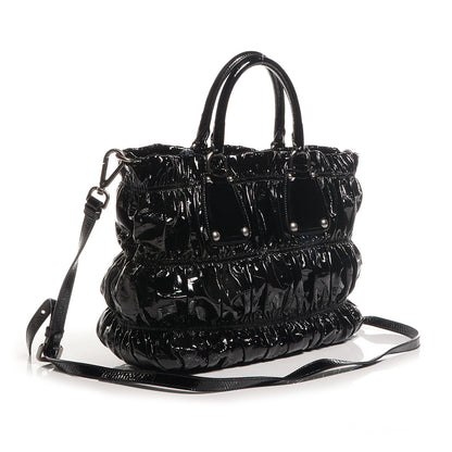 Prada Vernice Gaufre Tote Black 3 of 9