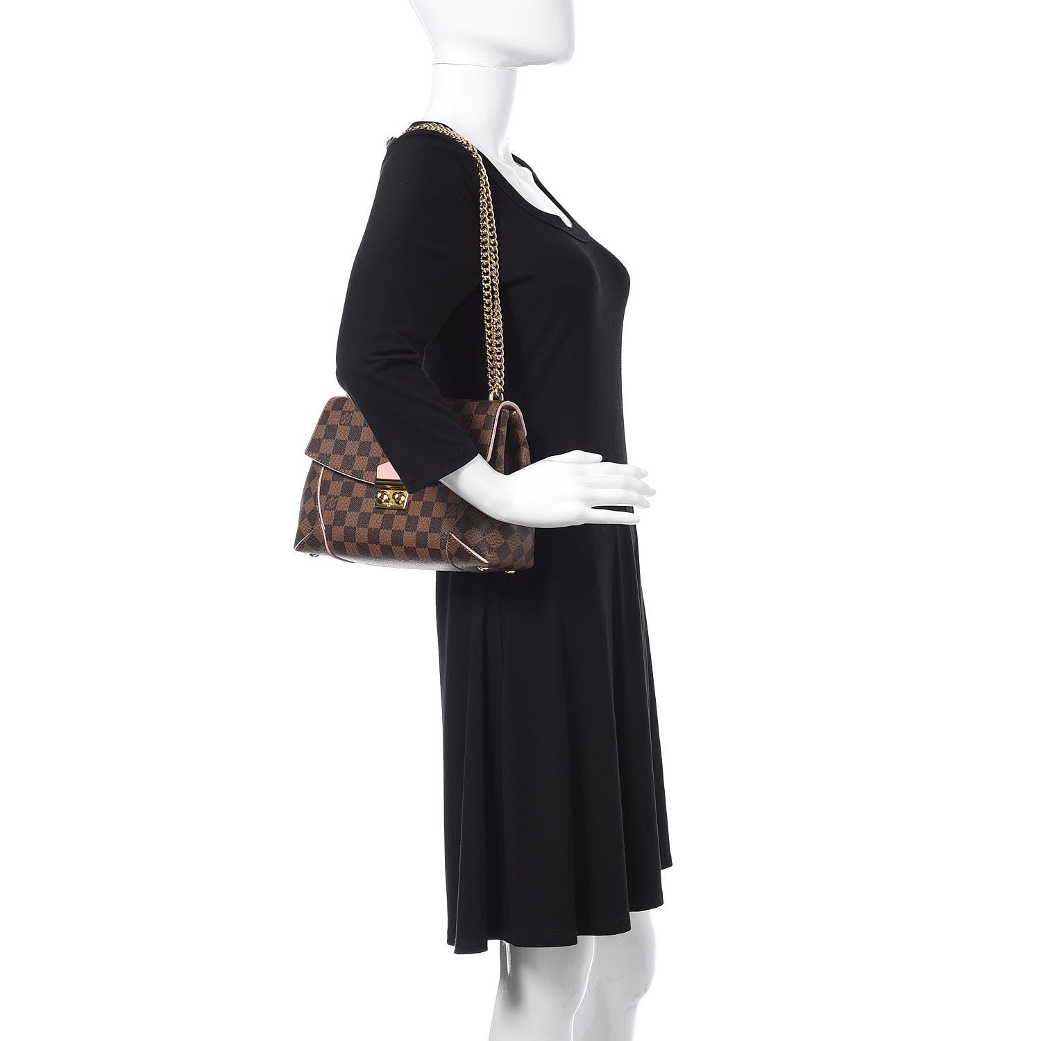 Louis Vuitton Damier Ebene Caissa Clutch Rose Ballerine 2 of 12