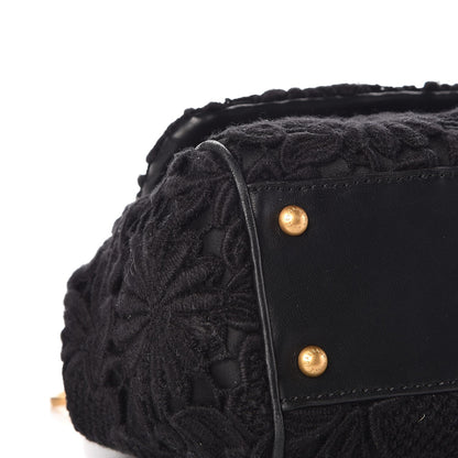Dolce & Gabbana Calfskin Medium Embroidered Laser Cut Miss Sicily Satchel Black 7 of 10