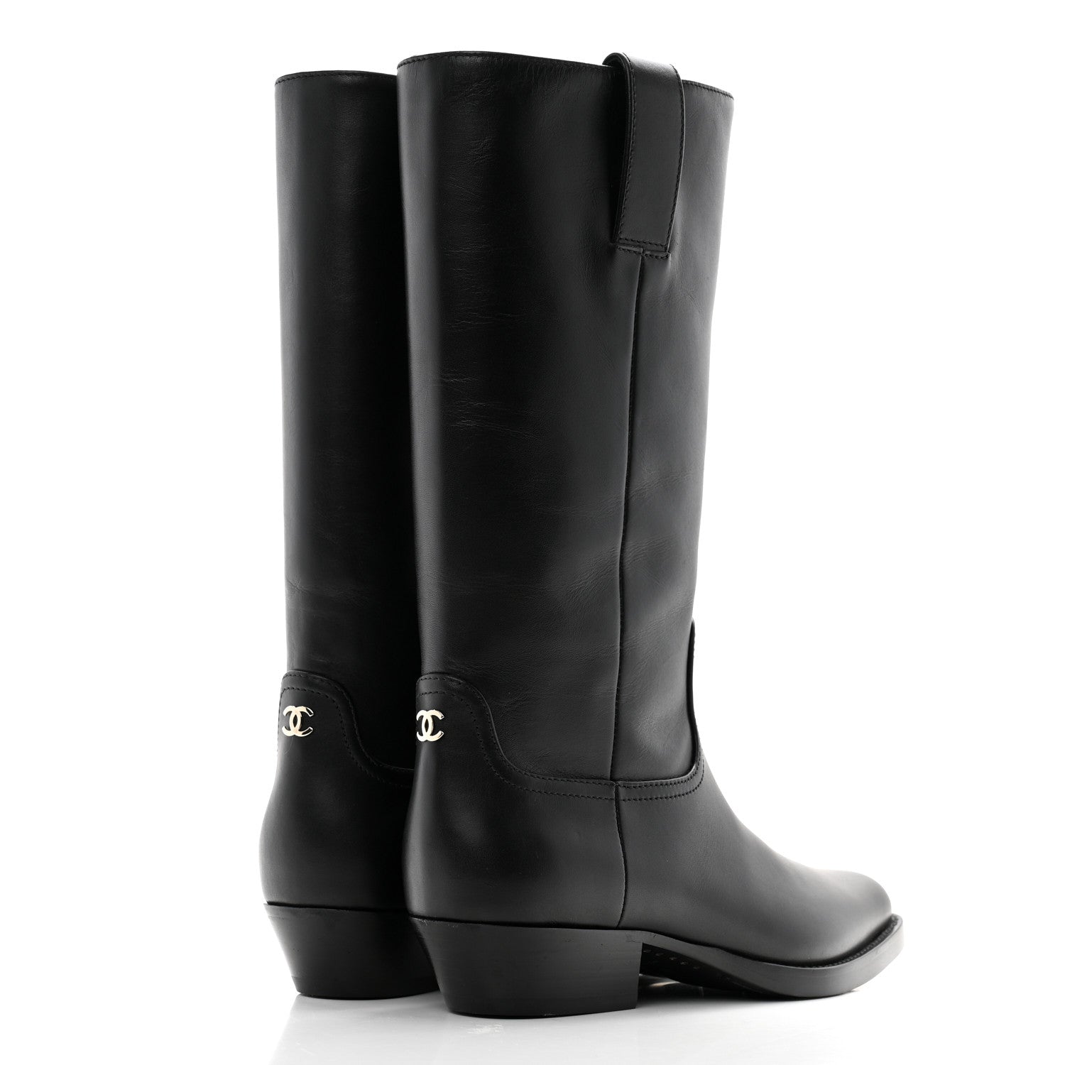 Chanel Calfskin CC High Boots 37 Black 4 of 10