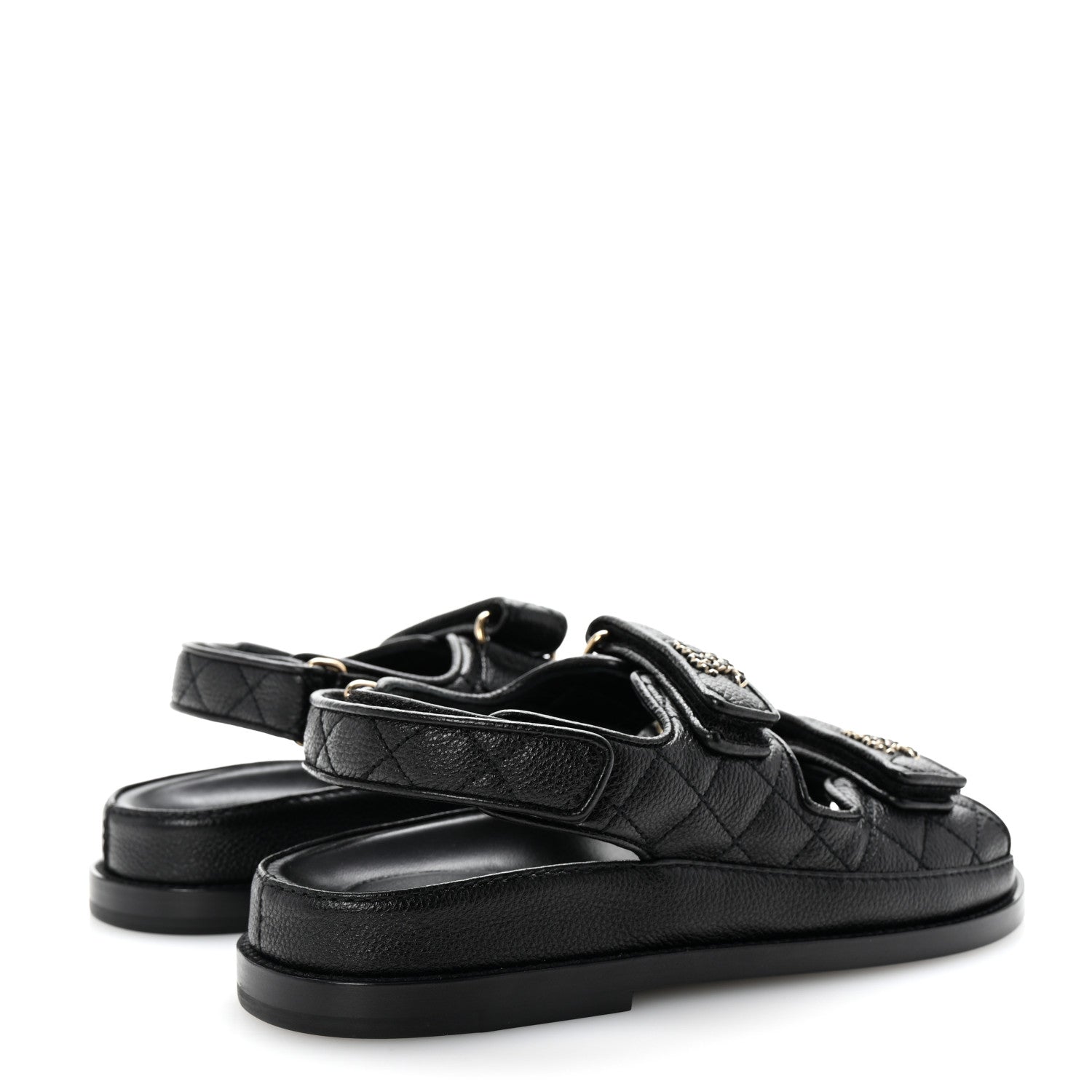Chanel Grained Calfskin Velcro Dad Sandals 36 Black 5 of 10