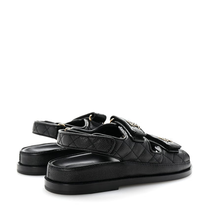 Chanel Grained Calfskin Velcro Dad Sandals 36 Black 5 of 10