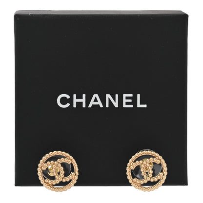 Chanel Metal Bead Round CC Stud Earrings Gold 5 of 5