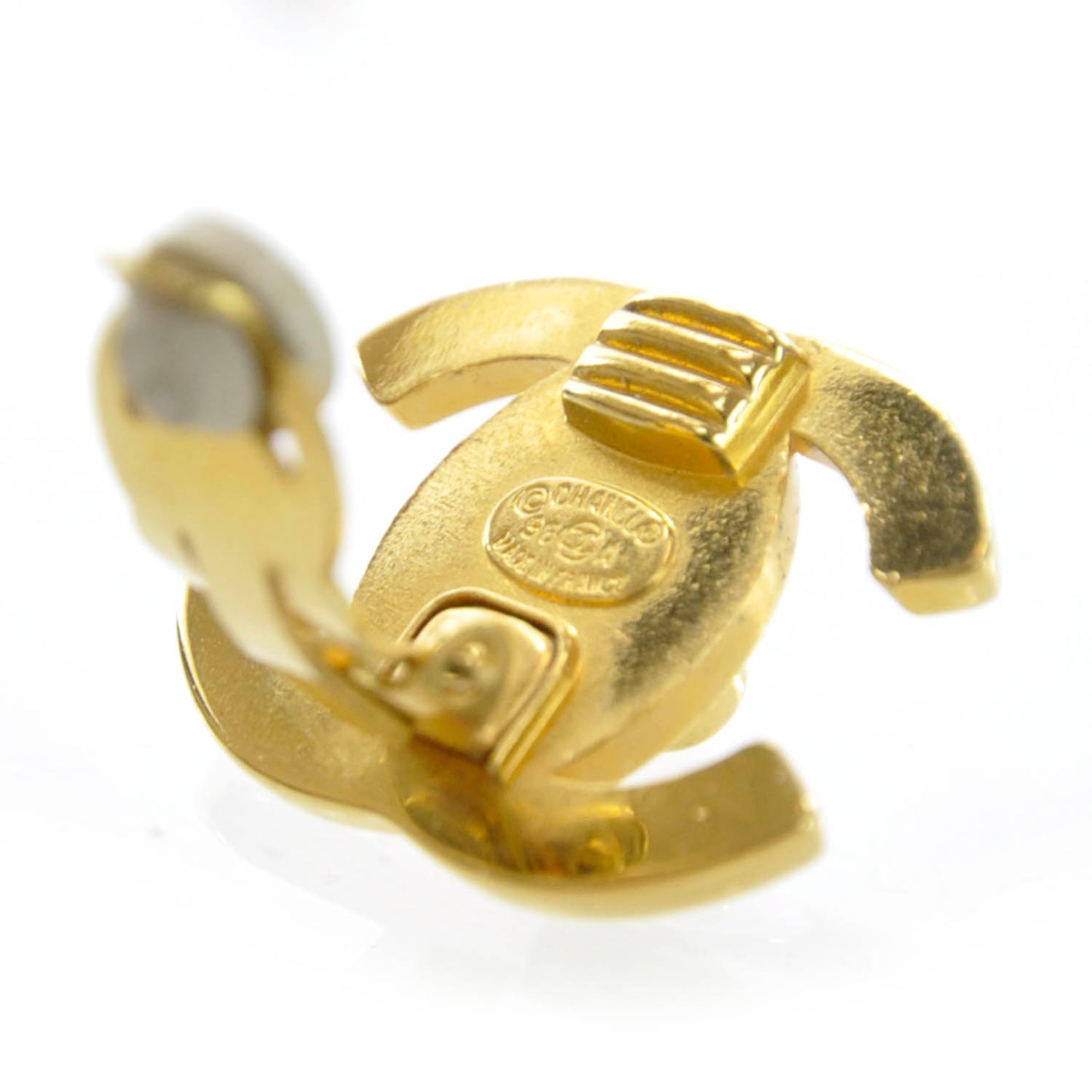 Metal CC Turnlock Clip On Earrings Gold