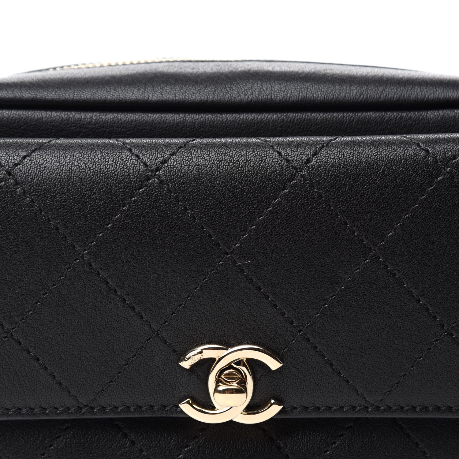 Chanel Calfskin Stitched Casual Trip Waist Bag Black 10 of 11