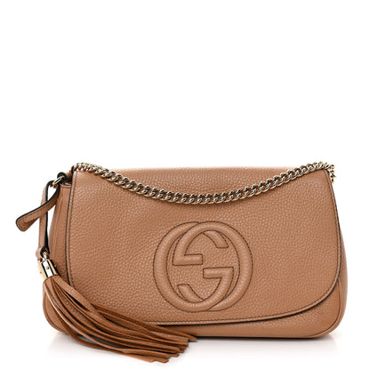 Gucci Pebbled Calfskin Medium Soho Flap Crossbody Camelia 1 of 12
