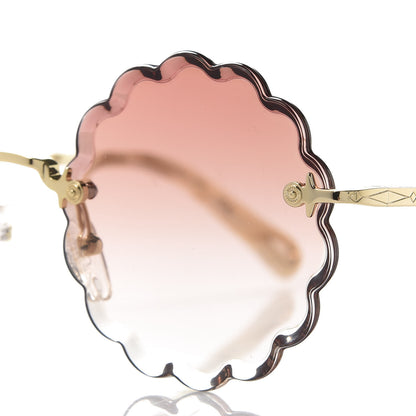 Chloe Round Scalloped Rosie Sunglasses CE143S Gold Coral 7 of 8