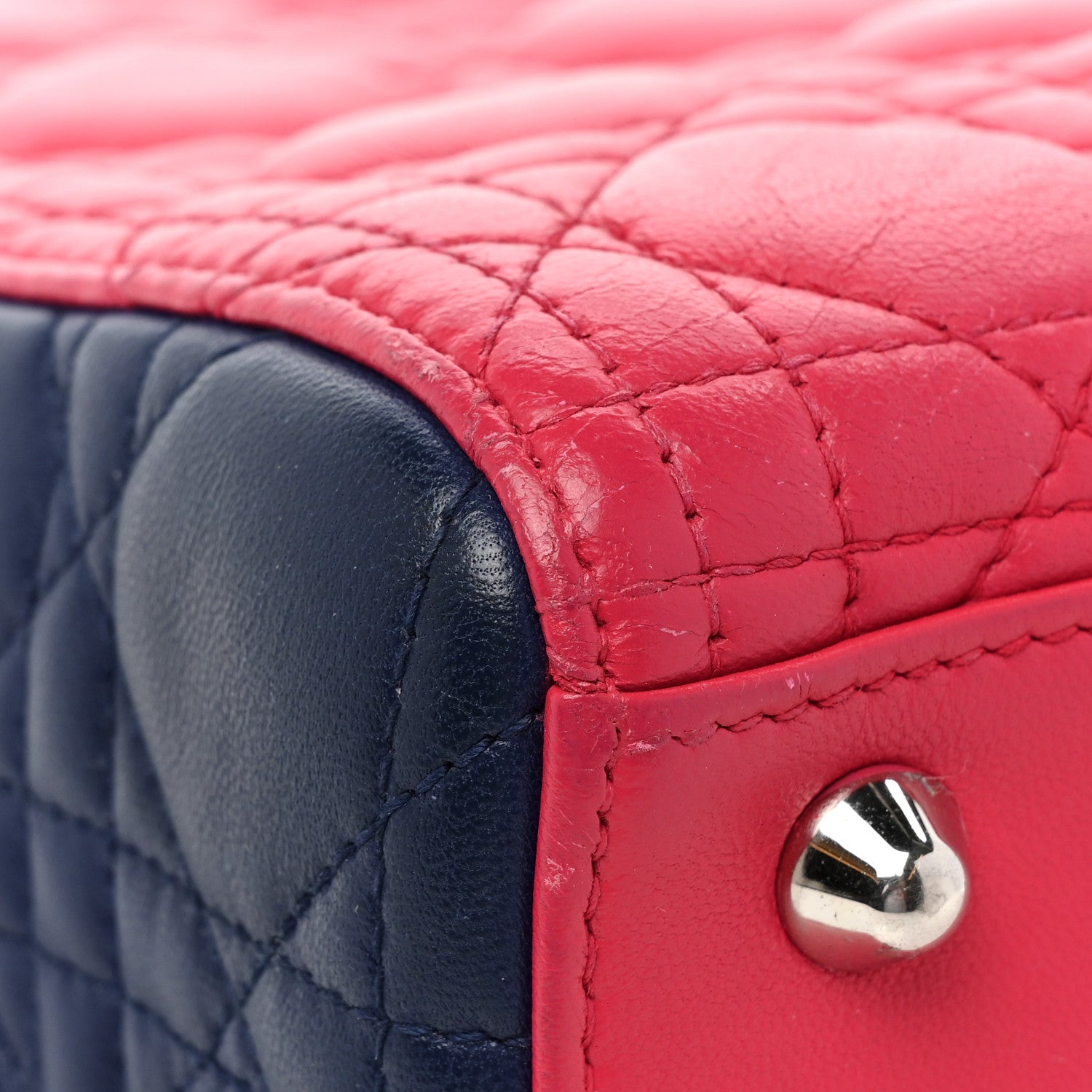 Christian Dior Lambskin Cannage Large Tri-Color Lady Dior Pink Blue Yellow 11 of 25