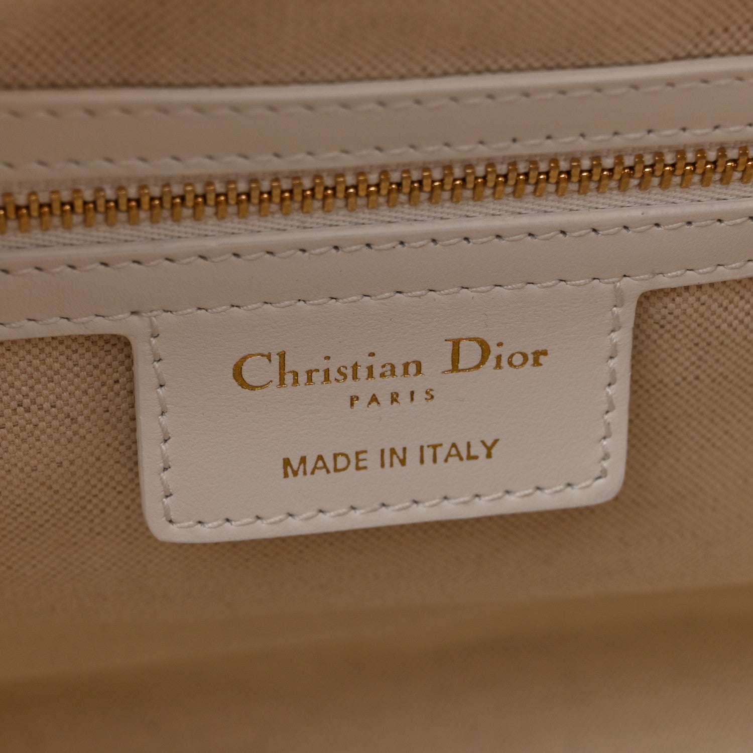 Christian Dior Calfskin Padded Macrocannage Medium Dior Vibe Zip Bowling Bag White Gold 6 of 13