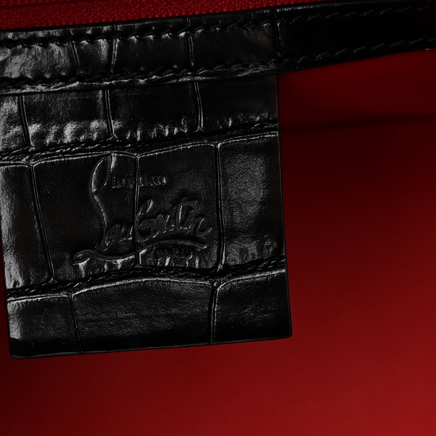 Calfskin Crocodile Embossed Studded Medium Paloma S Black