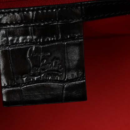 Christian Louboutin Calfskin Crocodile Embossed Studded Medium Paloma S Black 7 of 10