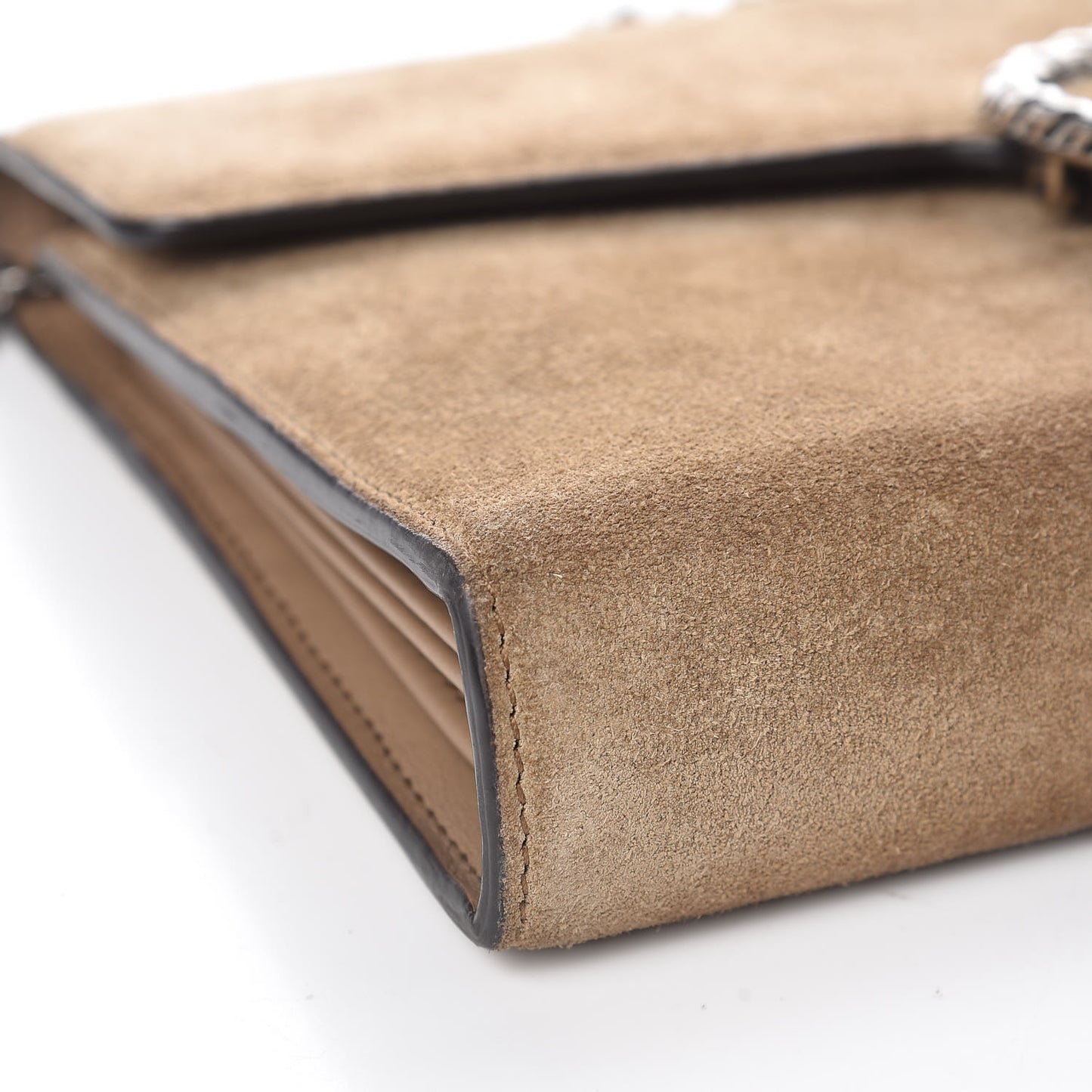 Suede Mini Dionysus Chain Wallet Beige