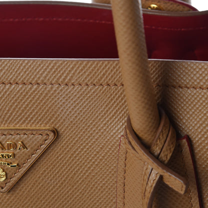 Prada Saffiano Cuir Large Double Bag Caramel Fuoco 10 of 13