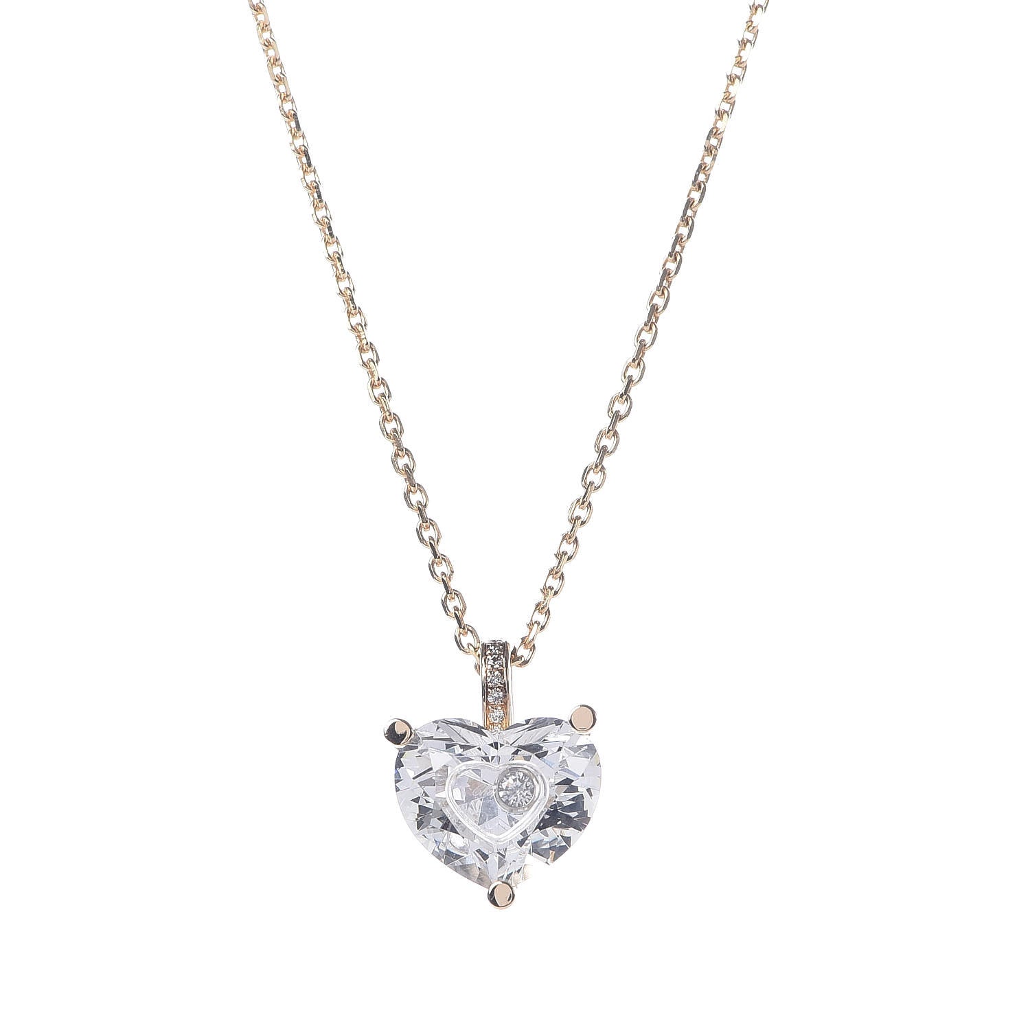 Chopard 18K Yellow Gold Crystal Diamond So Happy Heart Pendant Necklace 4 of 6