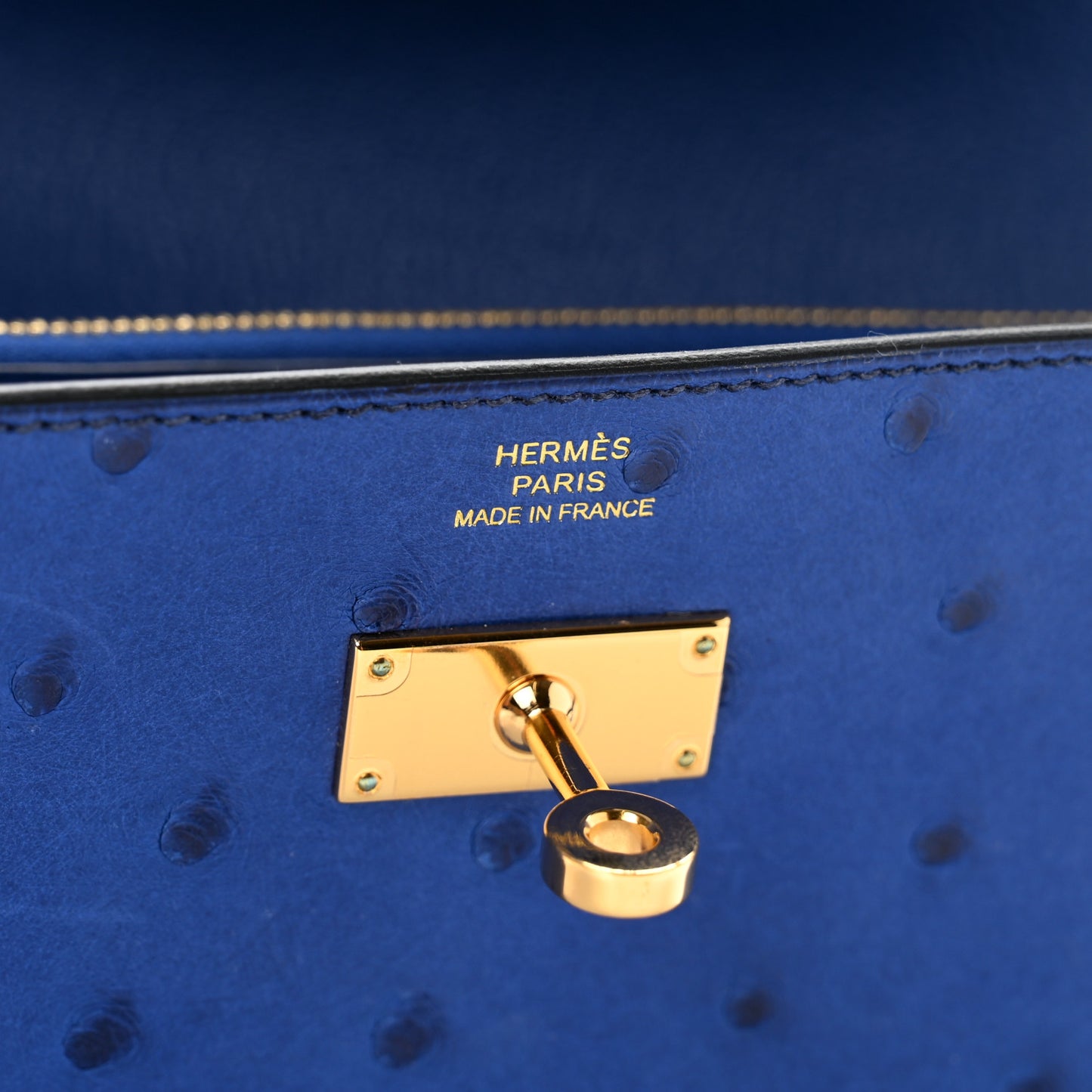 Ostrich Kelly Longue Wallet Bleu Saphir