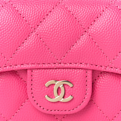 Chanel Caviar Quilted Flap Card Holder Wallet Dark Pink 9 of 12