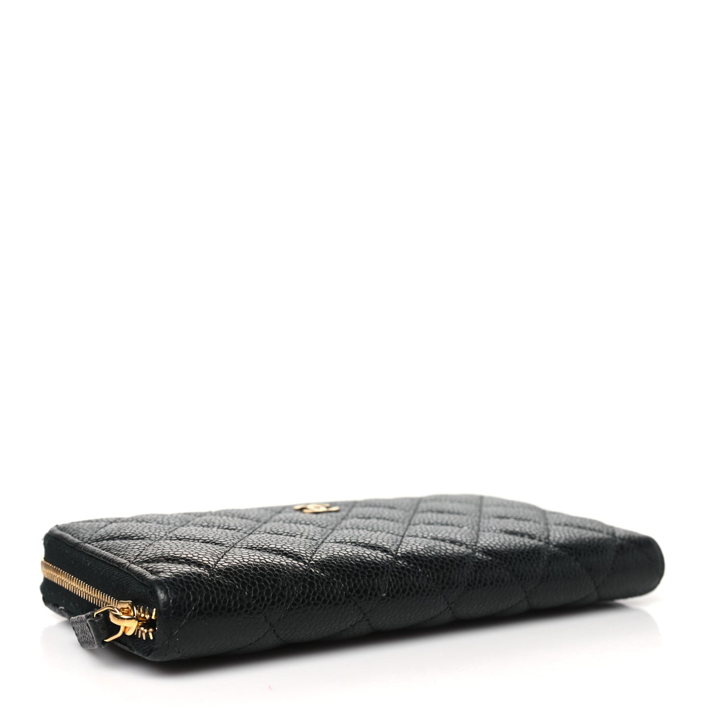 Caviar Quilted Large Gusset Zip Around Wallet Black