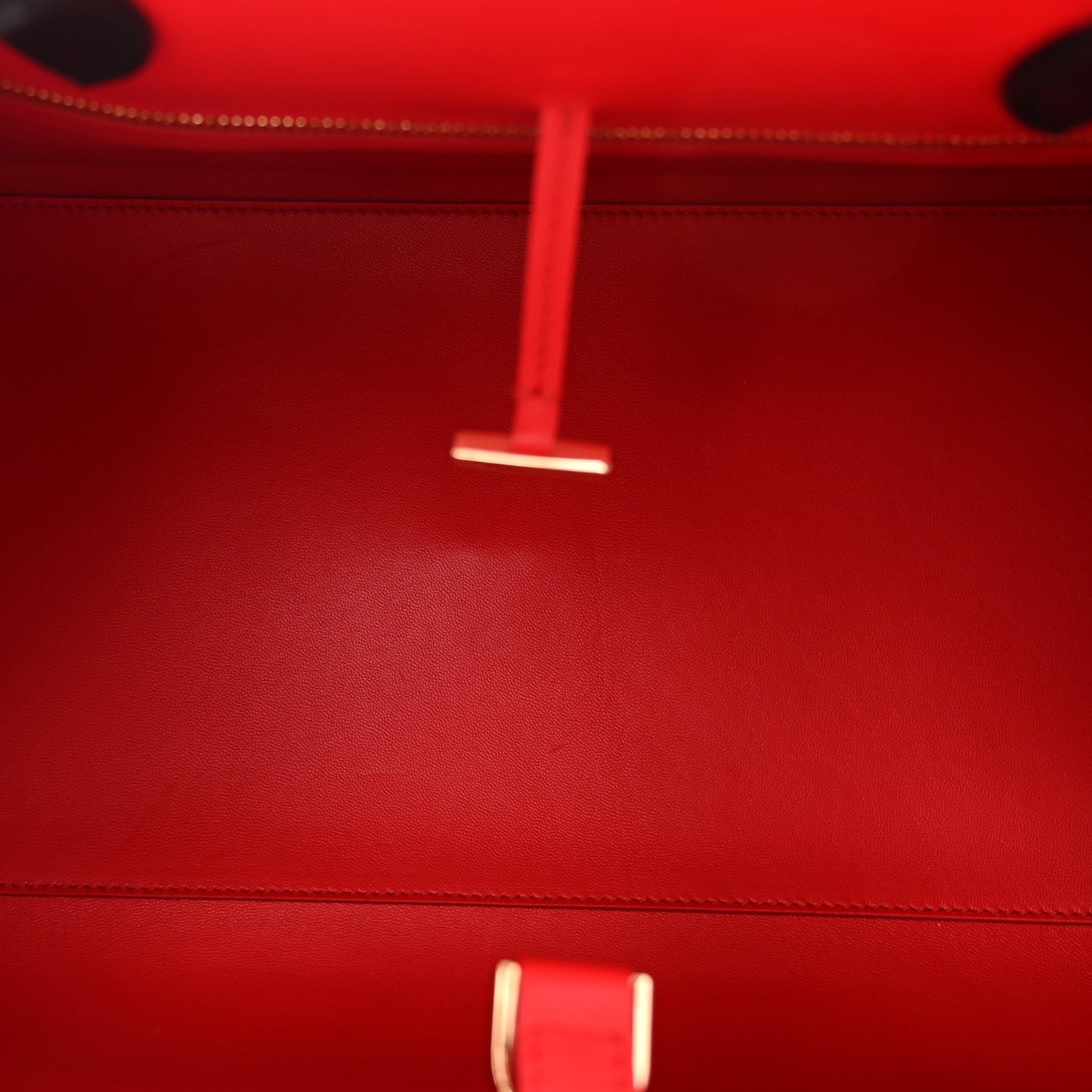 Calfskin Large Hug Soft Bicolor Shoulder Bag Black Flame Red