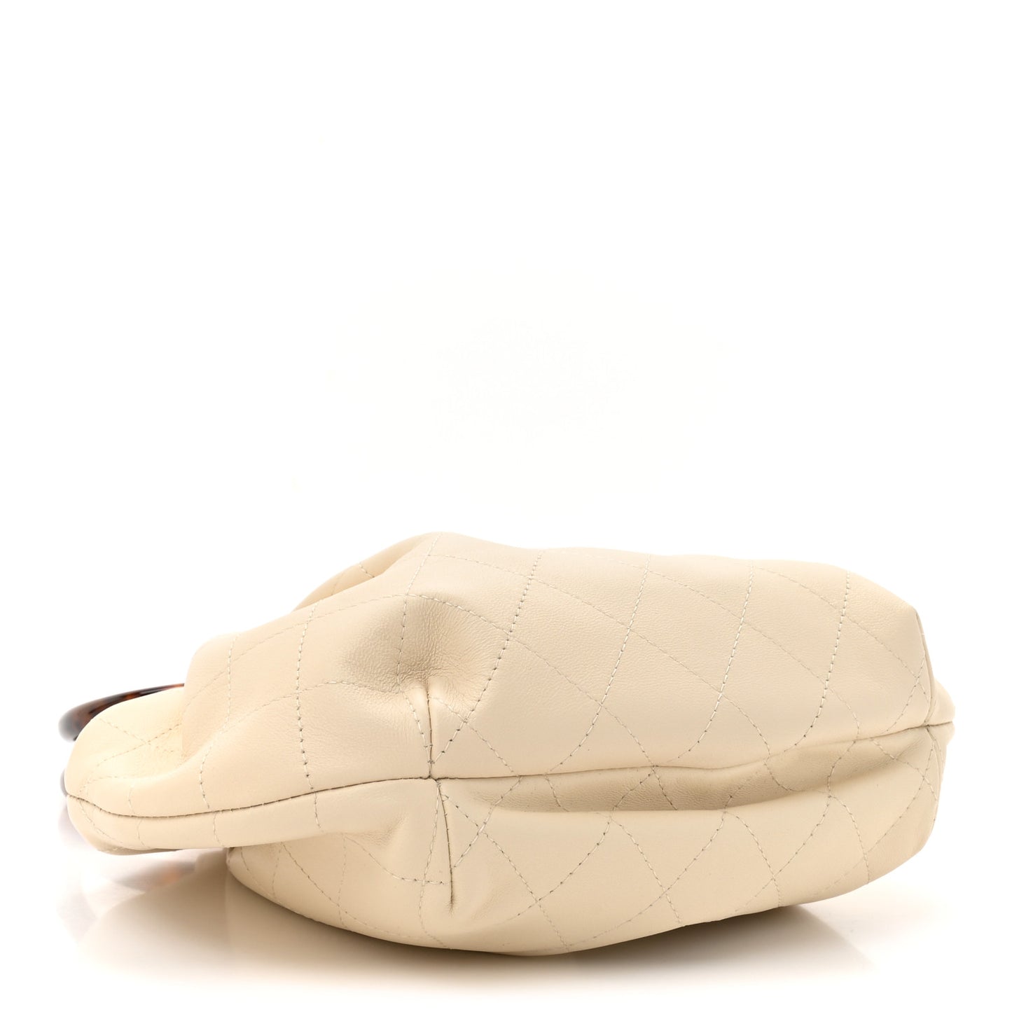 Lambskin Plexiglass Tortoise Shell Quilted Small Pouch Light Beige