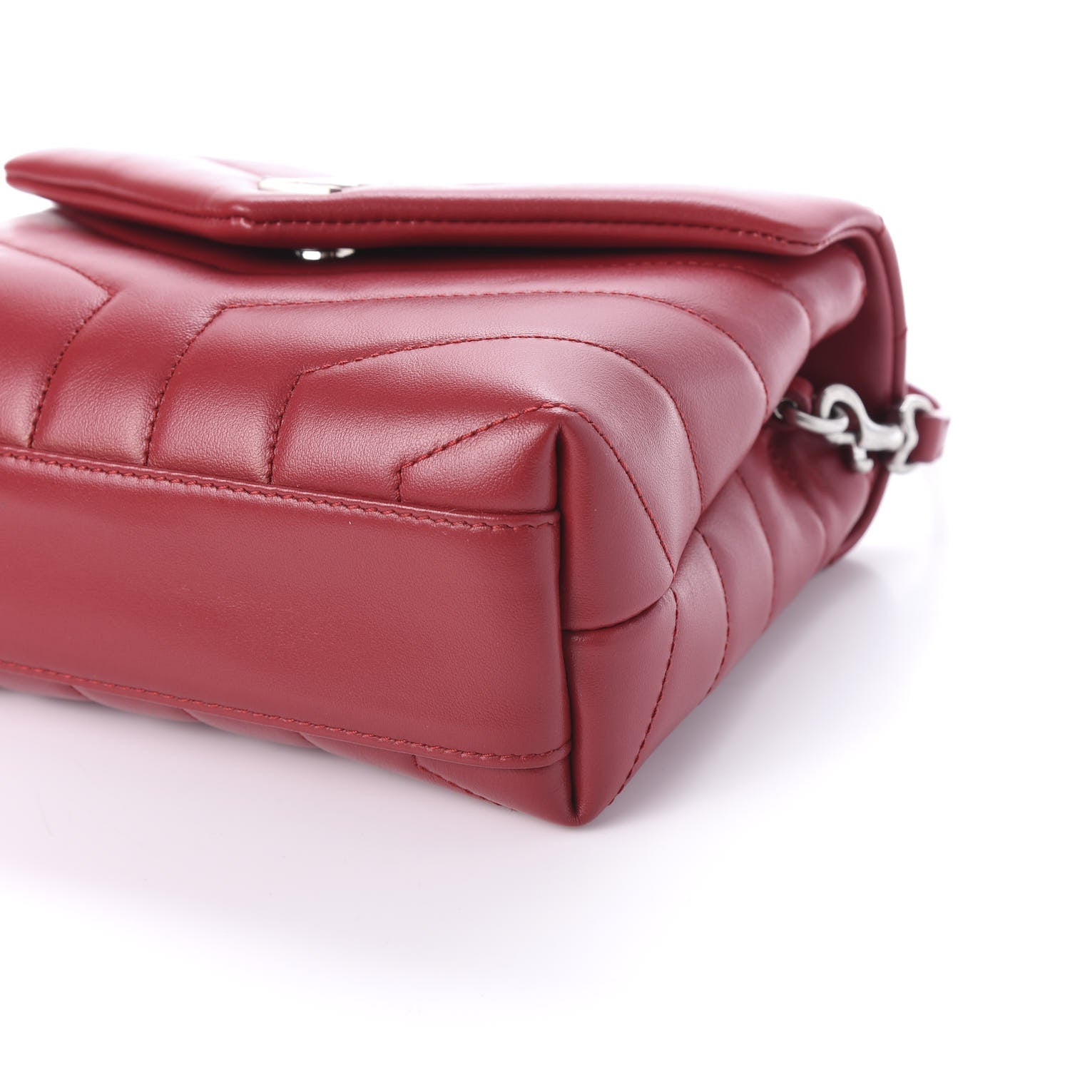 Saint Laurent Calfskin Y Quilted Monogram Toy Loulou Crossbody Bag Lipstick Red 8 of 9