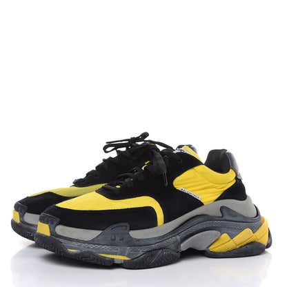 Balenciaga Nylon Suede Mens Triple S 2.0 Sneakers 40 Black Jaune Gris 3 of 9