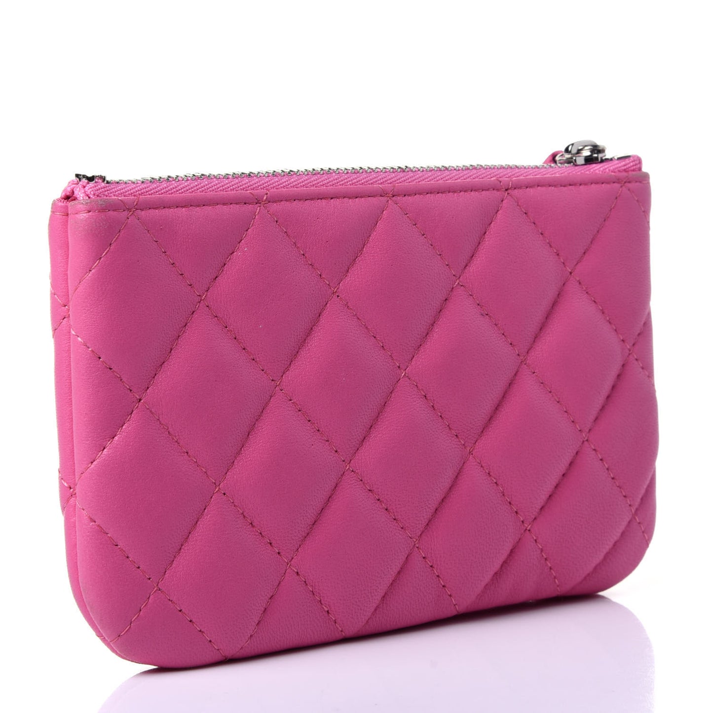 Lambskin Quilted Small Cosmetic Case Pink