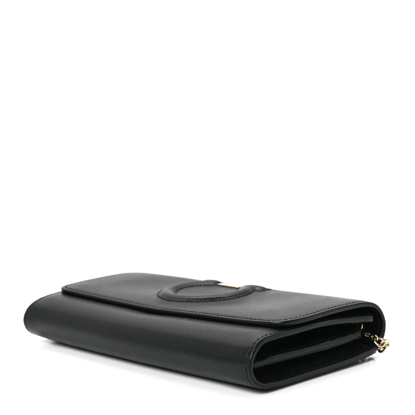Calfskin City Wallet On Chain Black Lipstick