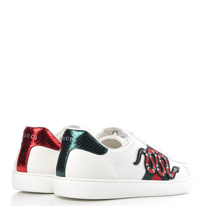 Gucci Calfskin Ayers Kingsnake Embroidered Mens Ace Sneakers 11 Green Red 4 of 11