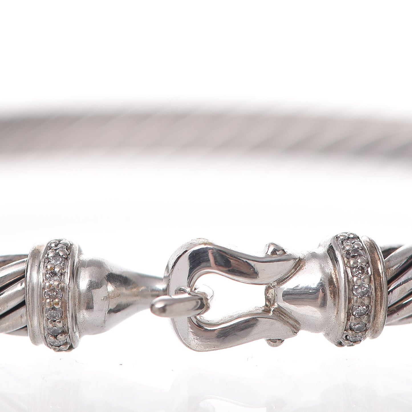 Sterling Silver Diamond 5mm Cable Buckle Bracelet