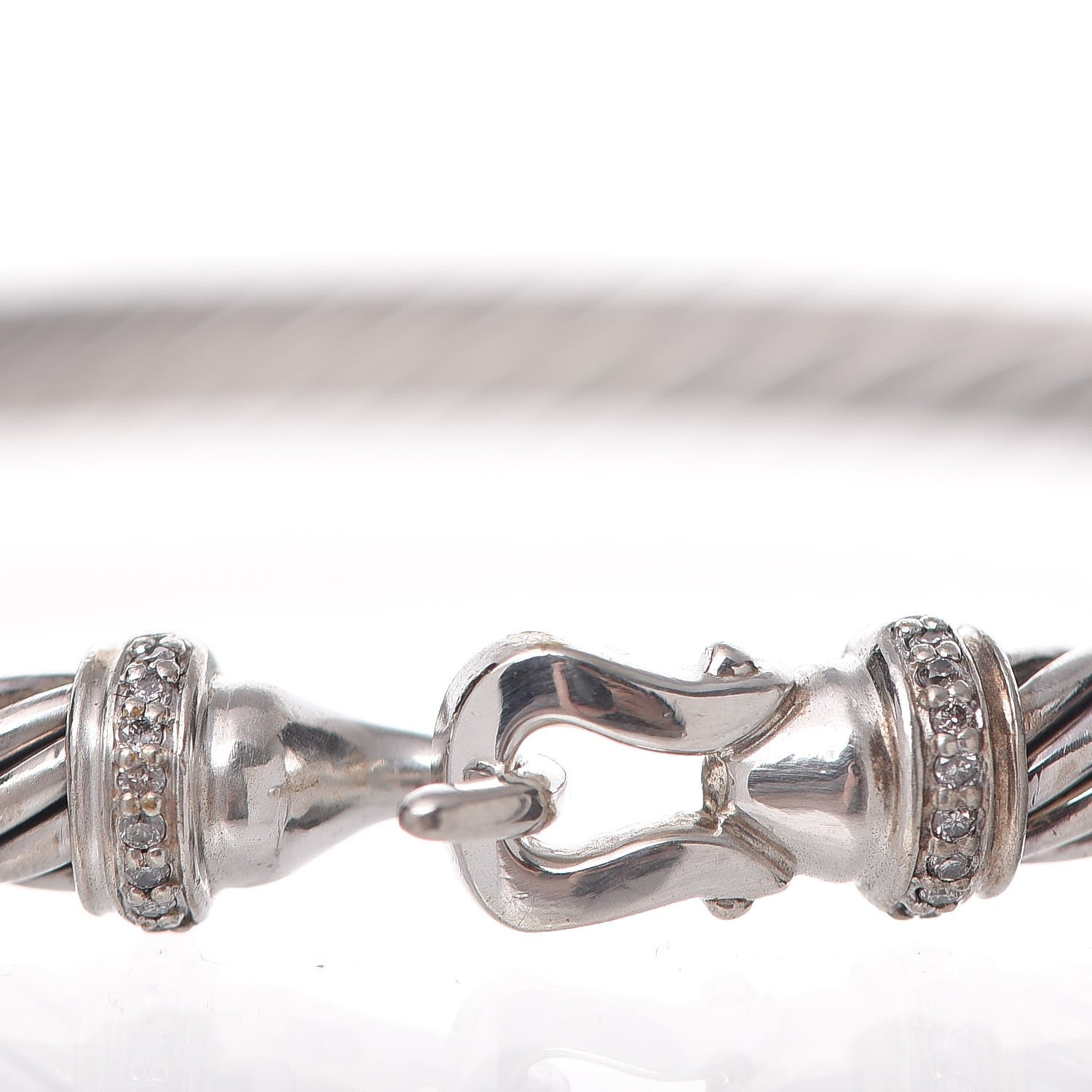 David Yurman Sterling Silver Diamond 5mm Cable Buckle Bracelet 6 of 6
