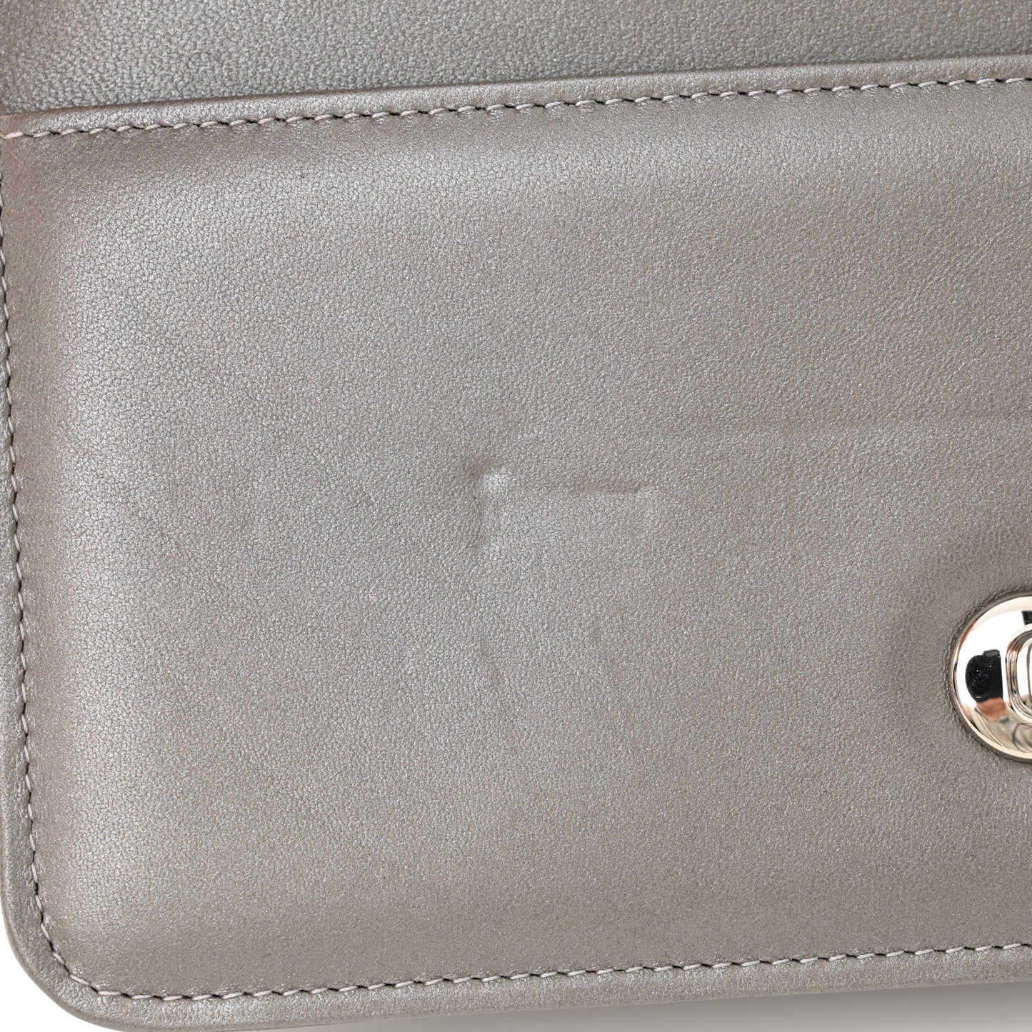 Lambskin Crystal Quilted Wallet On Chain WOC Grey