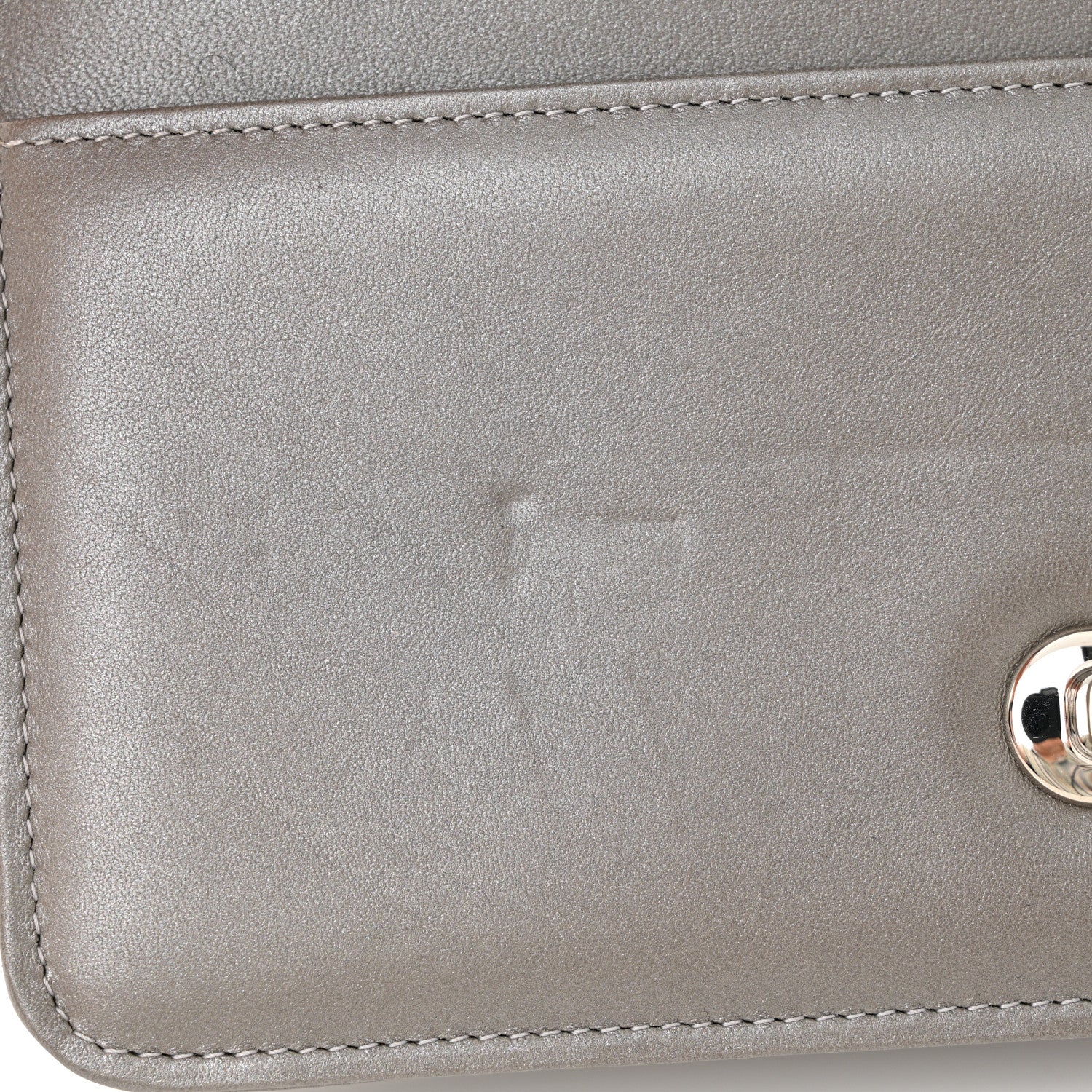 Chanel Lambskin Crystal Quilted Wallet On Chain WOC Grey 13 of 15