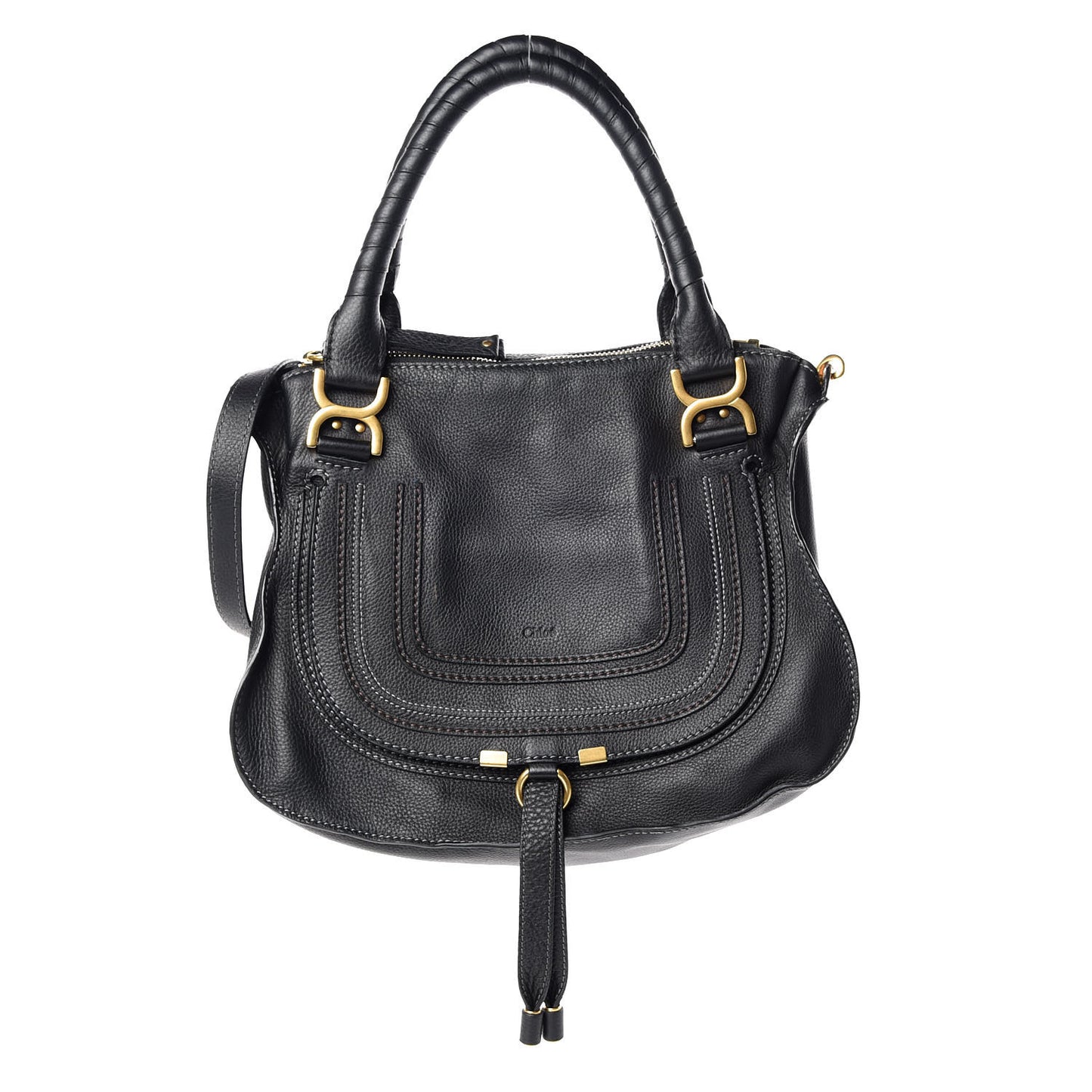 Calfskin Medium Marcie Satchel Black