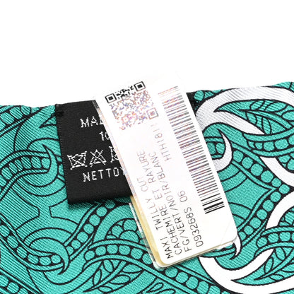 Hermes Silk Cachemire Et Rayure Maxi Twilly Cut Vert Black White 3 of 4